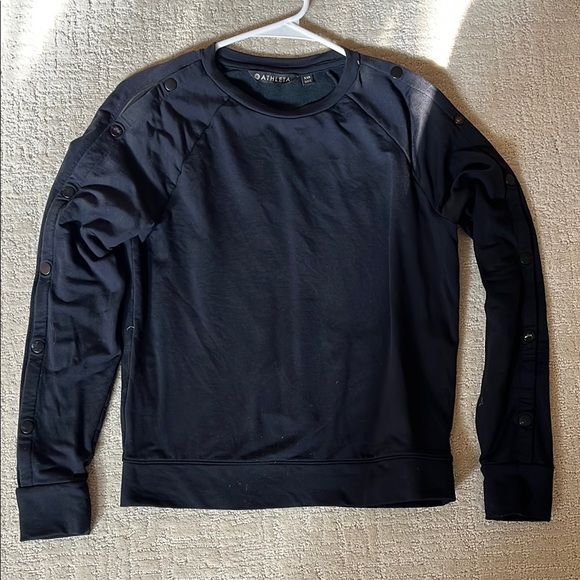 Athleta Tops - Athleta Black Button-Sleeve Sweatshirt size XXS